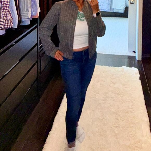 Joie Gray Pinstripe Cropped Jacket | Workwear to Weekend Chic - Picture 13 of 13